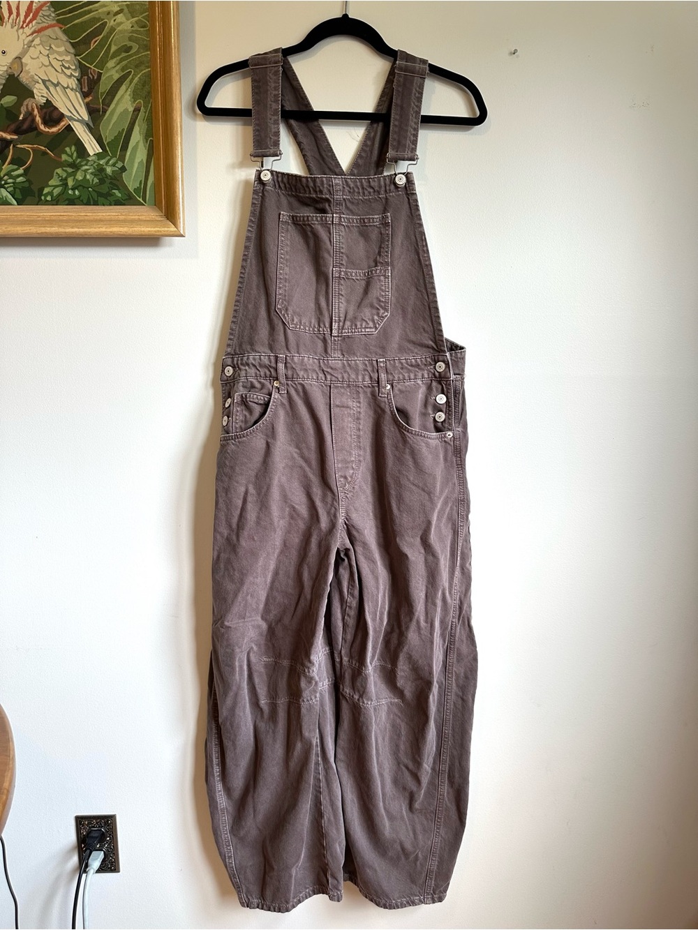 We The Free Good Luck Barrel Overalls Womens Medium Chocolate Mousse Brown - Picture 2 of 10